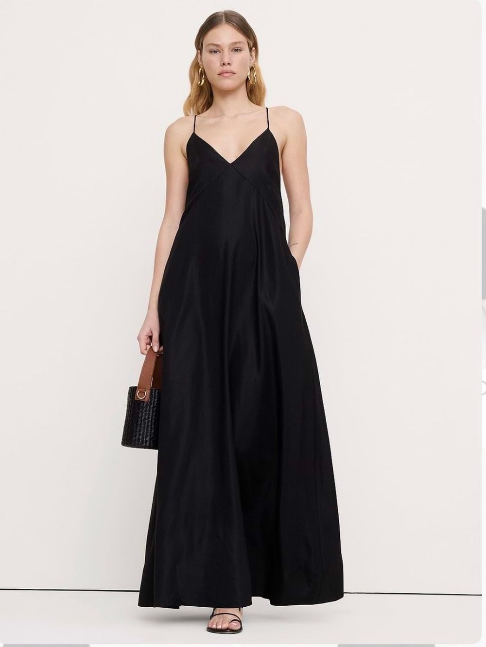 Banana Republic Black Viscose Linen Dress
